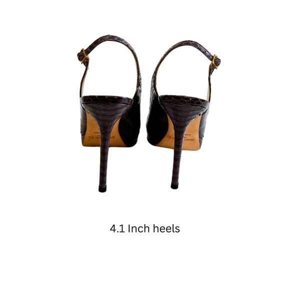 Jimmy Choo Purple-Brown Python Embossed Peep-Toe Stiletto Size 39/8.5 - Picture 2 of 8
